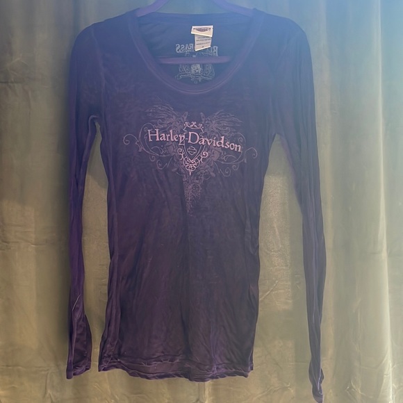 Lightweight sheer Purple long sleeve Harley Davidson shirt - Picture 1 of 8
